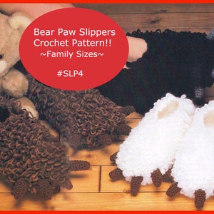 PAW Slippers Crochet, Pattern Paws Slippers Pattern --Bear Paw Slippers Crochet All Sizes Slipper Pattern PDF Instant Download-DurhamDeals
