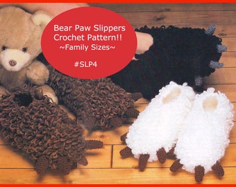 PAW Slippers Crochet, Pattern Paws Slippers Pattern --Bear Paw Slippers Crochet All Sizes Slipper Pattern PDF Instant Download-DurhamDeals