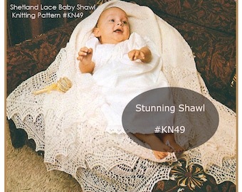 Baby Schal Strickmuster Shetland Lace Schal Strickmuster Taufschal #KN49-PDF-Mailed Auch erhältlich----Anfragen--DurhamDeals