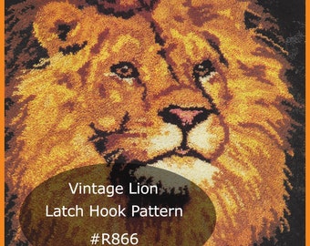 LION Latch Hook Pattern Lion Rug/Wall Hanging Latch Hook Pattern--Large Graph And Instructions Not A Kit  #R866-Mailed Only- DurhamDeals-