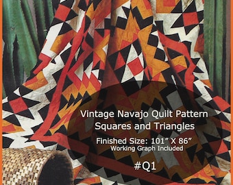 Navajo Quilt Pattern, Vintage Pieced Quilt Pattern,  101 Inches X 86Inches Vintage Quilt Pattern #Q1-PDF  DurhamDeals