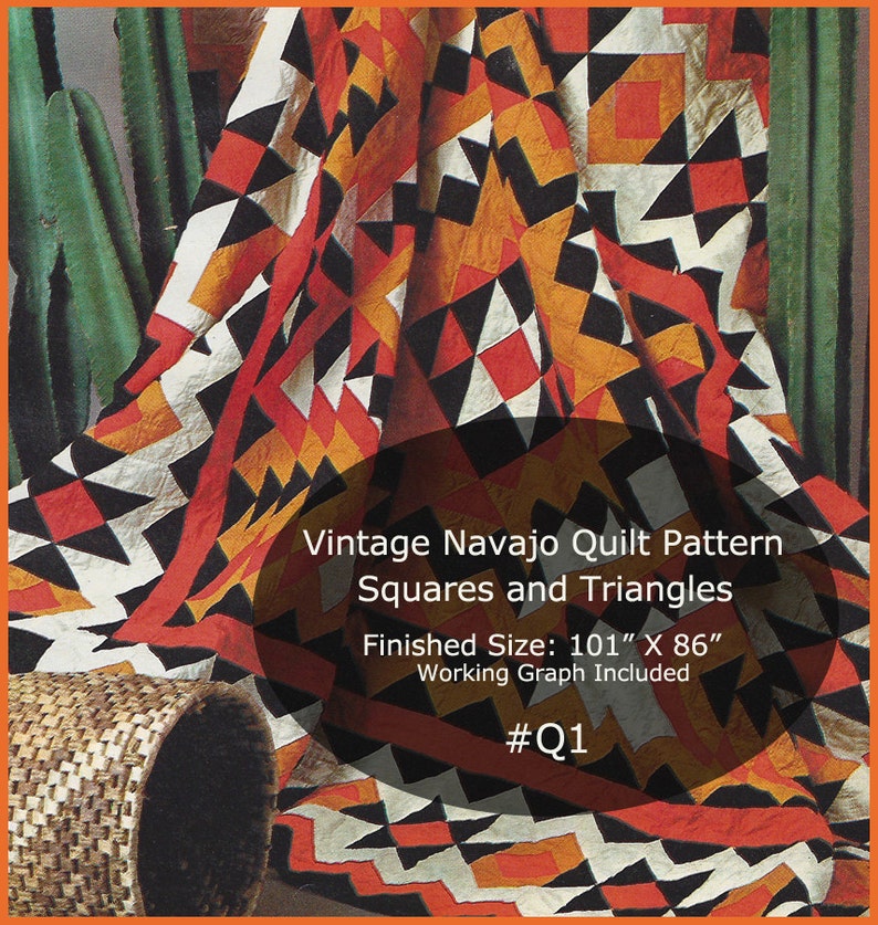 Navajo Quilt Pattern Vintage Pieced Quilt Pattern 101 Inches Etsy