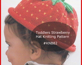 Patrón de gorro de fresa para tejer, talla infantil, #KNB82, descarga digital en PDF. ¡Un patrón de gorro adorable! ¡Léalo todo! DurhamDeals Canadá