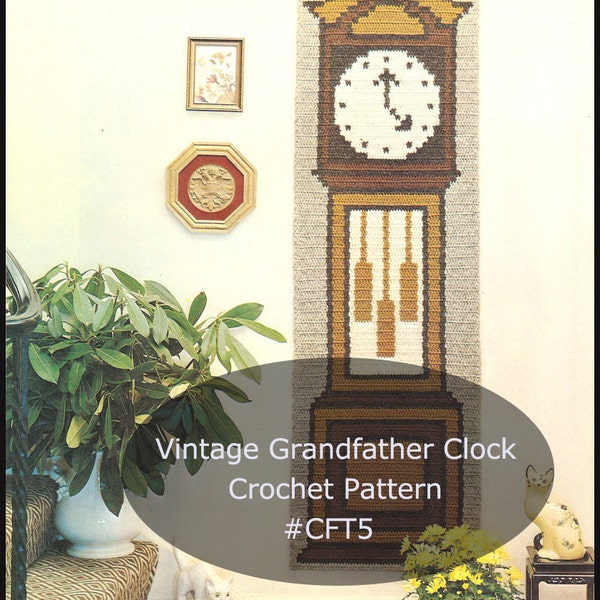 Grandfather Clock Crochet Pattern Clock To Crochet Wall Hanging Crochet Pattern #CFT5-PDF FILE-Shipped Pattern Is Also Available-INQUIRE