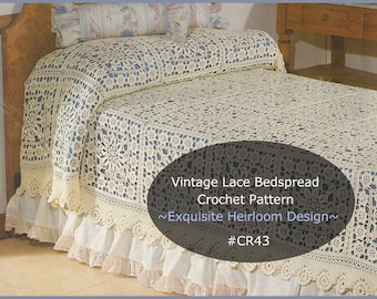 HEIRLOOM Crochet Bedspread/Motif Pattern  #CR43 Pattern Not Item - PDF-:Mailed Copy Also Available Inquire --DurhamDeals