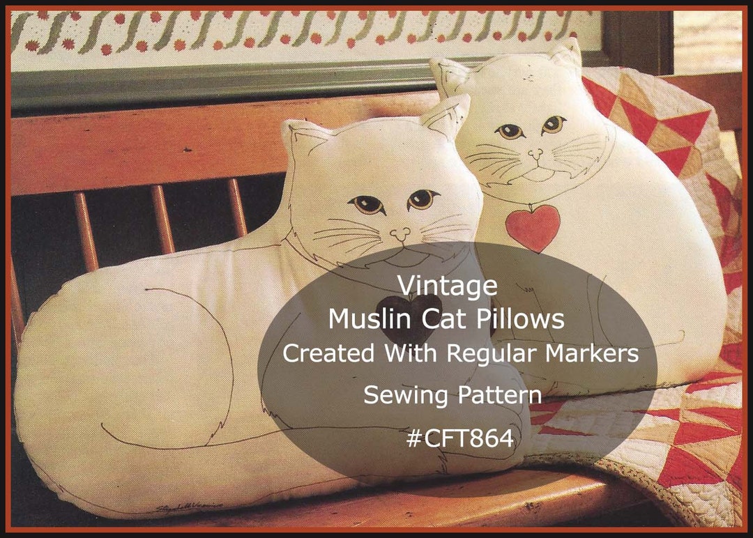 Cat Sewing Pattern, Cat Pillow Pattern, 2 Designs, 2 Cat Pillow