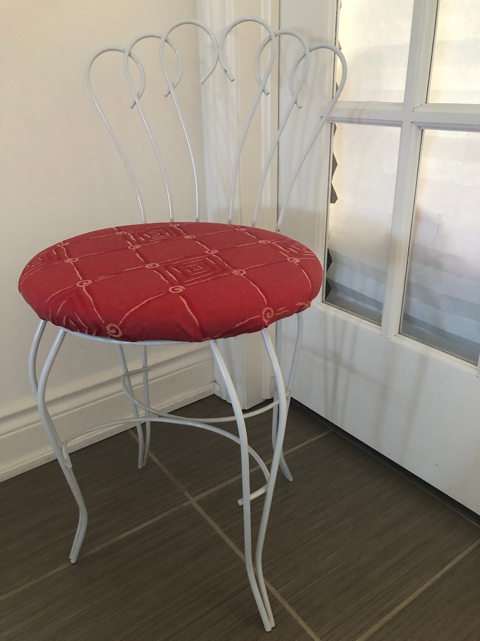 Retro Vanity Chair White Metal Vanity Chair Dates 60's Etsy