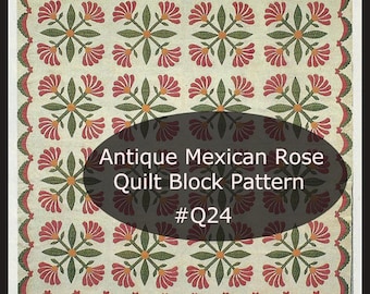 Antique Mexican Quilt Block Sewing Pattern  Large Block Size 14" Design in 1890--Sewing Quilt Block pdf pattern Durham Deals