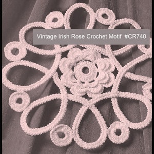 Irish Crochet Rose MOTIF Crochet Pattern Round Motif To Crochet #CR740 PDF Instant Download - Mailed Copy Also Available Inquire