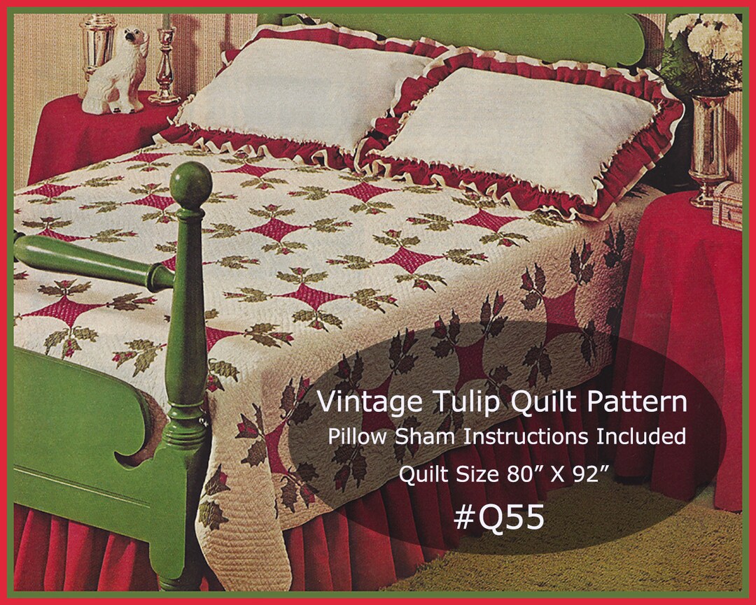 Tulip Quilt Pattern, Flower Quilt, Tulip Sewing Pattern, Vintage Tulip