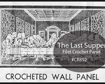 Last Supper Filet Crochet Wall Pattern--The Last Supper Wall Panel Crochet Pattern Last Supper Clock #CR852-PDF FILE -DurhamDeals CANADA