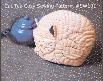 Cat Tea Cozy Cosy Teapot Cat Sewing Pattern Tea Cosy #SW101 PDF Instant Download- Mailed Version Is Available-Inquire