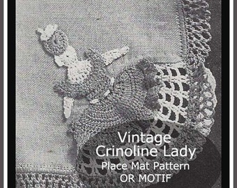 Crinoline Lady Crochet Pattern, Crinoline Lady Motif, Placemats With Crinoline Ladies, Vintage 1940s Pattern, PDF File--DurhamDeals