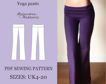 Y2K Yoga Pants Sewing Pattern: Wide Leg, Low Waist (PDF Digital Download)