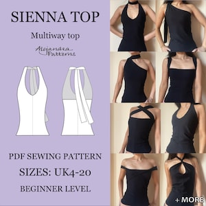 初心者向けマルチスタイルコンバーチブルトップの縫製パターン（PDFデジタルダウンロード）