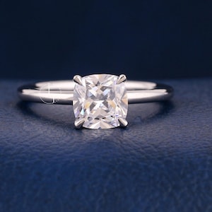 2CT F/VS1 IGI Certified Cushion Cut Lab Grown Diamond Ring, Solitaire Lab Grown Diamond Ring, 14K Solid Gold Solitaire Engagement Ring