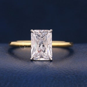 3CT IGI Certified Solitaire Two tone Radiant Cut Lab Grown Diamond Engagement Ring 14K Gold Lab Created Diamond Ring, Perfect Gift For Women