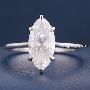 2.CT IGI Certified Solitaire Marquise Cut Lab Grown Diamond Ring, Solitaire Marquise Cut Engagement Ring, 14K Gold Cathedral Setting Ring