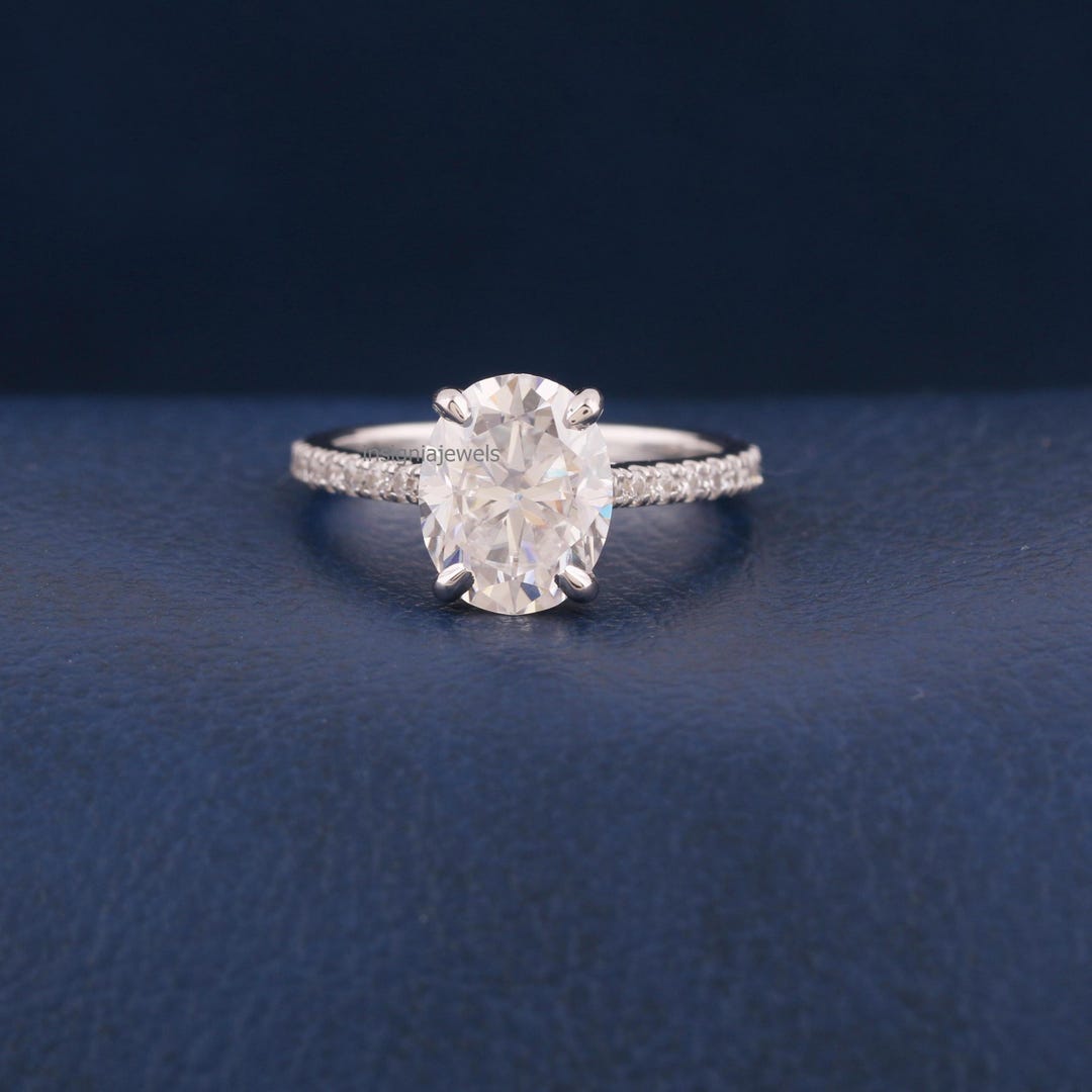 2CT IGI Certified Oval Cut Real Lab Grown Diamond Ring, Hidden Halo ...