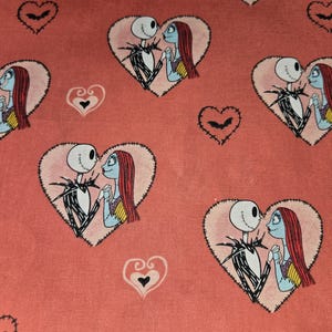 2 yards  Jack and Sally Heart Toss Cotton Fabric