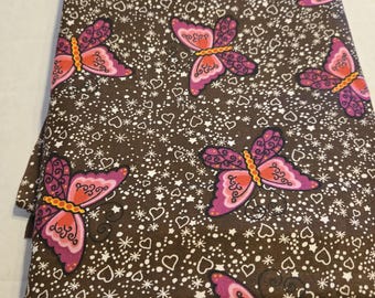 2 yards Butterfly Print Cotton Fabric