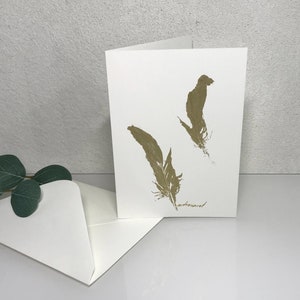 Klappkarte Feder, Einzelstück, Kunstkarte, Grußkarte, Faltkarte, mit Umschlag, Acryl, naturelove, handgemacht von artrosarot