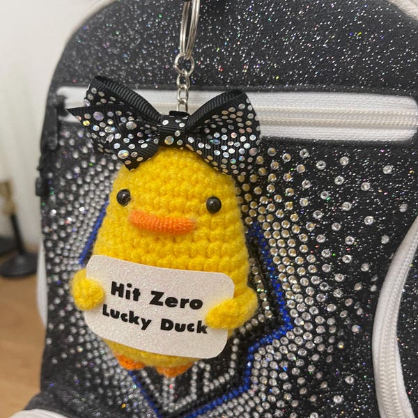 Crochet Cheerleader Duck Keychain – Lucky Cheer Bag Tag