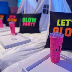 Tent Sleepover Party Custom Throw Pillow Cases - 4 pillow cases:  Custom Text and Colors