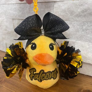 Cheerleading Lucky Ducks | Anpassade cheerleading-presenter | Lycka till-present till cheerleader | Idé för lagavslöjande | Present till cheerleading-tävling | Personlig keychain with Poms