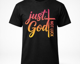 Tylko Bóg, nie szczęście | Chrześcijaństwo Wierność Krzyż Inspiracja Wiara Cytat z Pisma Świętego Typografia Gradient z ręczną linijką