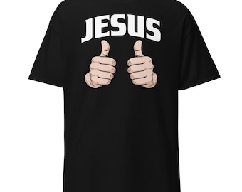 Kciuk w górę Jezusa Ilustracja Chrześcijaństwa Inspirująca Radosna Zachęta Wierzący Pewność Optymizm Radosne Oświadczenie Dzieło sztuki