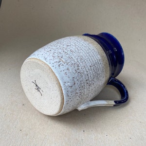 6 Cup Stoneware Serving Pitcher in Speckled White, Cobalt Blue and Natural, Kitchen Spoon Holder, Flower Vase image 9