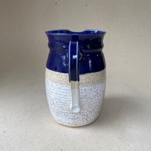 6 Cup Stoneware Serving Pitcher in Speckled White, Cobalt Blue and Natural, Kitchen Spoon Holder, Flower Vase image 2
