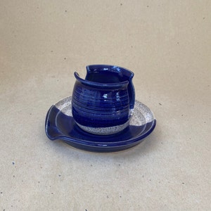 SET OF 2, 5.5 Inch Spoon Rest and Sponge Holder in Cobalt Blue and White image 1