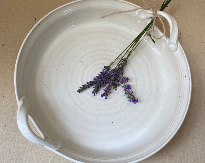 Stoneware Oven to Table Baking Dish in Creamy White and Natural