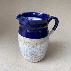 6 Cup Stoneware Serving Pitcher in Speckled White, Cobalt Blue and Natural, Kitchen Spoon Holder, Flower Vase image 8