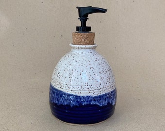 Cobalt Blue and Speckled White Soap and Lotion Dispenser, Home Office Accesory, Kitchen and Bath Decor, Gift for MOM