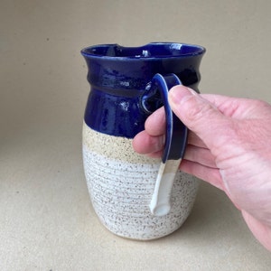 6 Cup Stoneware Serving Pitcher in Speckled White, Cobalt Blue and Natural, Kitchen Spoon Holder, Flower Vase image 4
