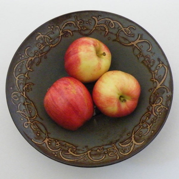 Antique Blue Bowl with Grapevine Design