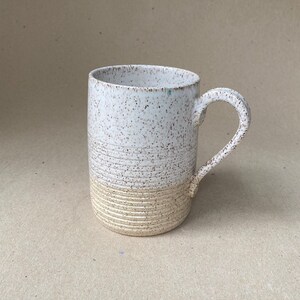 Handmade Mug in Speckled White and Natural, 16 Oz Stoneware Coffee Cup