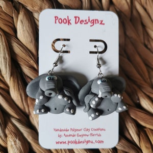 Elephant Earrings, Elephant Dangle Earrings, Pook's L'il Elephant Earrings, Elephant Jewelry image 1