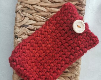 Phone case, Phone Cozy, Crocheted Phone Case, Red phone case, Pook Designz, Android phone case, Phone cover, 3"x6" phone case