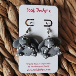 Elephant Earrings, Elephant Dangle Earrings, Pook's L'il Elephant Earrings, Elephant Jewelry image 2