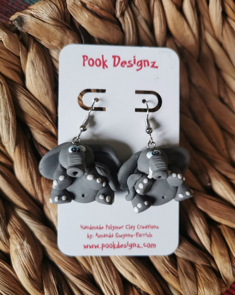 Elephant Earrings, Elephant Dangle Earrings, Pook's L'il Elephant Earrings, Elephant Jewelry image 2