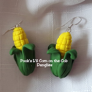 Corn on the Cob Earrings, Cute Corn on the Cob Dangly Earrings by Pook Designz, Corn Earrings,