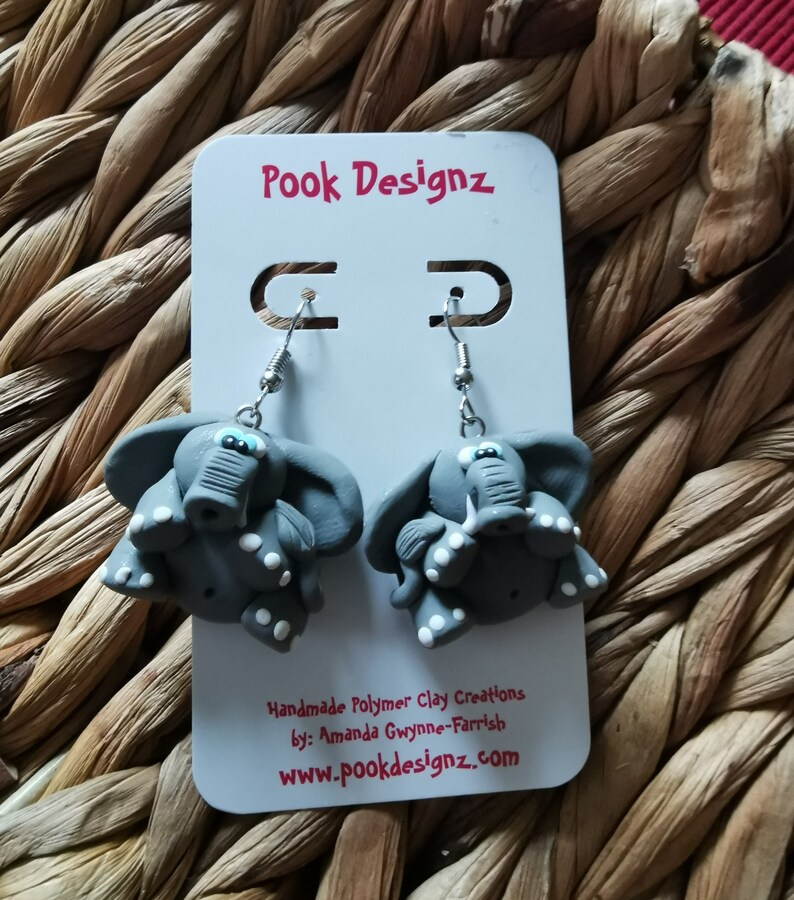 Elephant Earrings, Elephant Dangle Earrings, Pook's L'il Elephant Earrings, Elephant Jewelry image 3