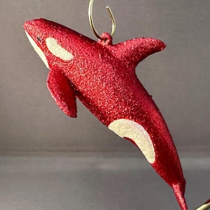 Orca - Orca Whale - Glitter Ornament - Glitter Animal - Animal Ornament - Christmas Decor - Tree Ornament - Christmas Tree - Sea Life