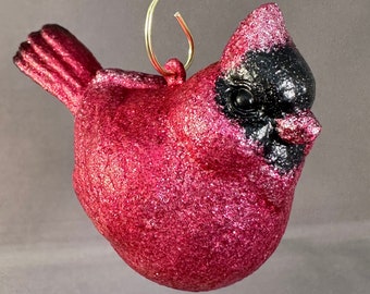 Cardinal Ornament - Bird Ornament - Glittered Ornament - Glitter Animal - Animal Ornament - Christmas Decor - Tree Ornament - Cardinal