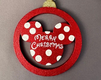 Merry Christmas - Mickey Head Ornament - Disney Christmas Ornament - Disney Trip Ornament - Disney Inspired Ornament - Christmas Gift