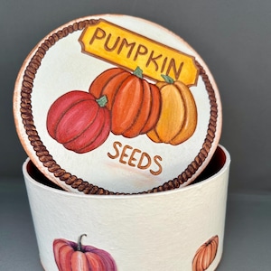 Scatola di zucca - Scatola del tesoro - Scatola decorativa - Decorazione autunnale - Decorazione autunnale - Scatola dei ricordi - Decorazione della fattoria - Scatola di semi di zucca - Shabby Chic
